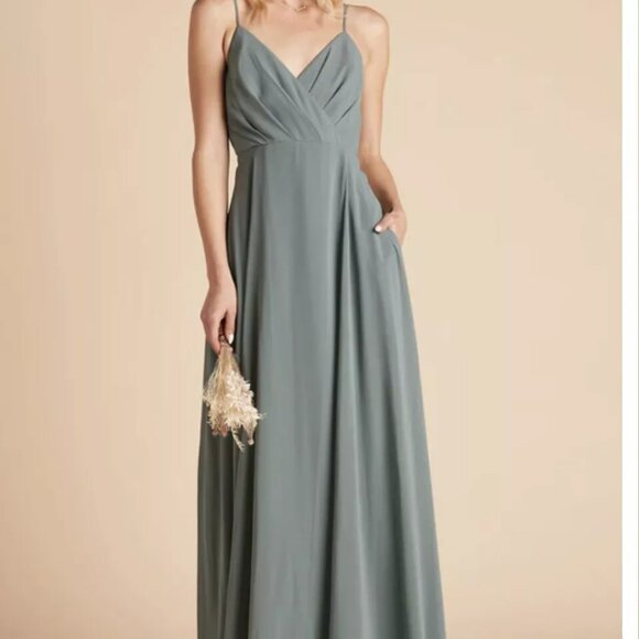 Birdy Grey Kaia Bridesmaid Dress Chiffon Sea Glass - Size Small, EUC - Picture 2 of 3